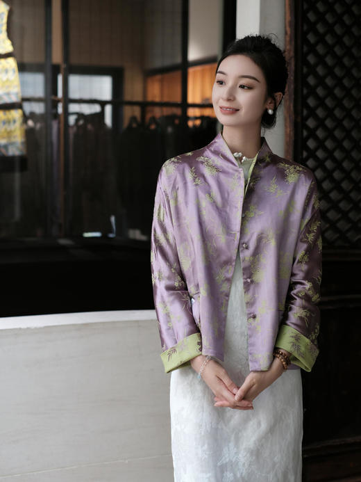 盛唐牡丹 |真丝提花梅兰竹菊外套/可正反两穿 商品图2