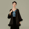 荷言GL 竹里 黑色花草纹提花缎新中式外套拼接鸵鸟毛 商品缩略图0