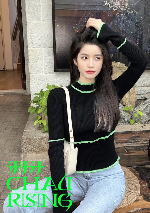 撞边百搭羊绒女衫 商品图3