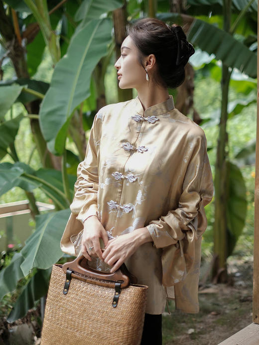 盛唐牡丹 |金鱼扣抽绳新中式女上衣 商品图0
