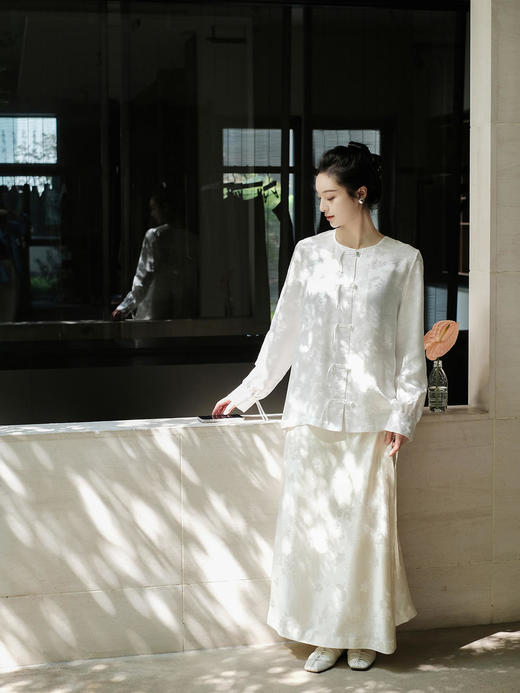 盛唐牡丹 | 真丝提花花香引蝶一片式半裙(不夹棉) 商品图5