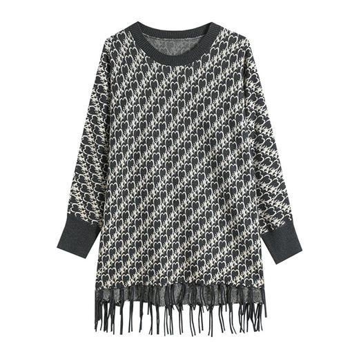 新款女士毛衣内搭，秋冬季打底衫小个子流苏中长款宽松连衣裙CC-26-7297 商品图4