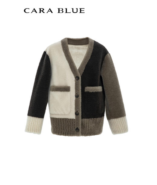 CARA BLUE拼色v领开衫 商品图3