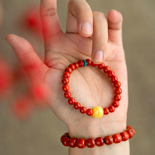 天然南红玛瑙蜜蜡手串 商品图1