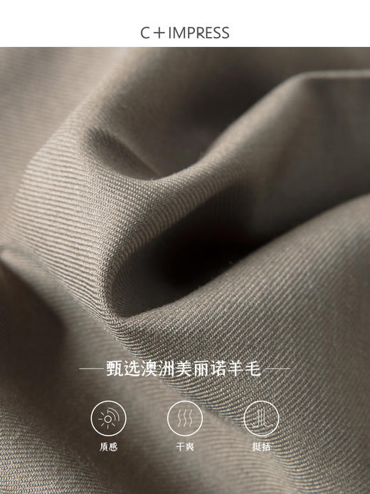 西嘉C+IMPRESS/西嘉美拉德羊毛休闲裤女秋冬新款舒适百搭棕色直筒裤子KZ2304032 商品图4