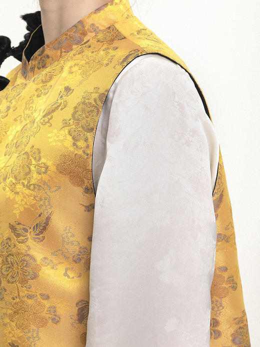 盛唐牡丹 |花香引蝶真丝宋锦新中式马甲正反两穿（里料随机花纹） 商品图8