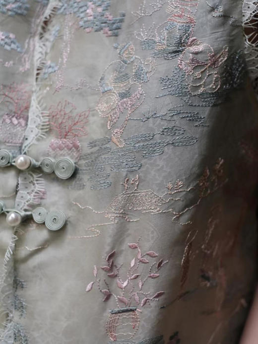 盛唐牡丹|真丝绡如意湖亭蕾丝马甲 商品图3