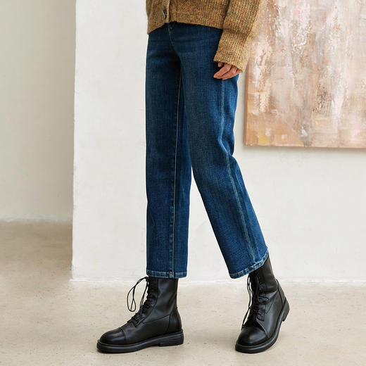 玳莎高腰直筒牛仔裤女士冬季丝巾装饰设计感百搭九分裤  DD36308 商品图1