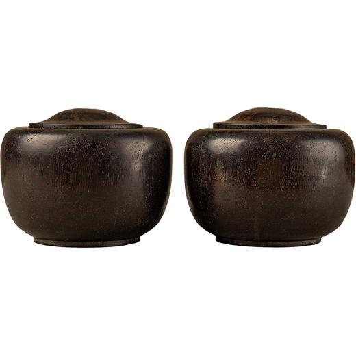 清早期 紫檀一木整挖围棋罐（一对） 商品图5