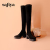 Safiya/索菲娅2023秋冬新款方头粗高跟显腿长弹力过膝长靴 SF34117403 商品缩略图7