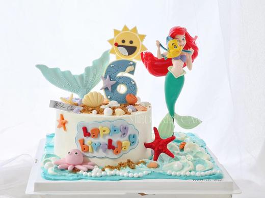 女孩款 美人鱼沙滩派对 童趣 彩色 周岁蛋糕 商品图0