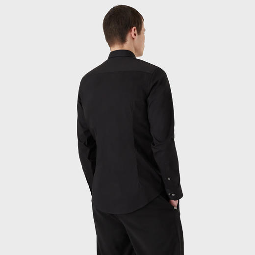 【一】EMPORIO ARMANI 阿玛尼 男士棉质刺绣徽标长袖衬衫 黑色 8N1C09 1NI9Z 0999 商品图1