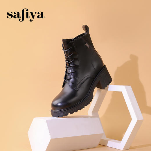 Safiya/索菲娅2023秋冬炸街CHIC百搭厚底粗高跟英伦系带短靴 SF34116116 商品图7