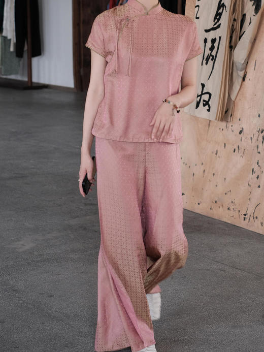 盛唐牡丹 |真丝提花侧开叉女裤 商品图5