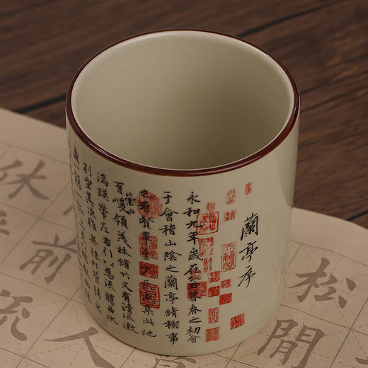 【庆学堂】兰亭序复古陶瓷笔筒  书画专用  景德镇特制  古风文房雅器 商品图2