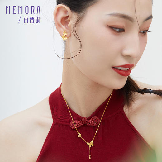 精美蝴蝶流苏足金黄金套链项链女计价【按克计价黄金1】MEMORA诗普琳GNE03601（线上专供） 商品图3