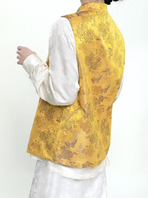 盛唐牡丹 |花香引蝶真丝宋锦新中式马甲正反两穿（里料随机花纹） 商品图5