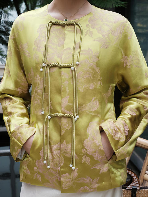 微瑕秒杀| 盛唐牡丹 |芙蓉翠鸟真丝外套(夹棉) [特价品](特殊商品不退不换) 商品图5