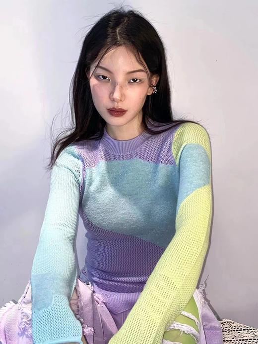 羊绒羊毛拼接女衫 商品图3