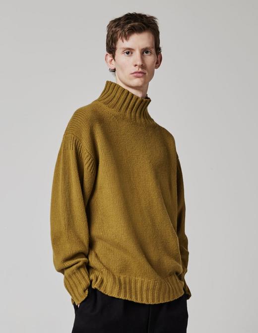 Margaret Howell  男士芥末黄粗织厚羊毛高领毛衣 商品图4