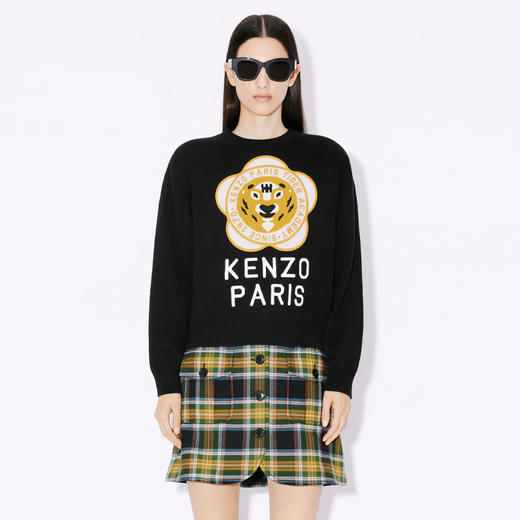 KENZO 高田贤三 女士大海棠花虎头徽标印花针织衫 黑色 FD62 PU426 3BB 99J 商品图1