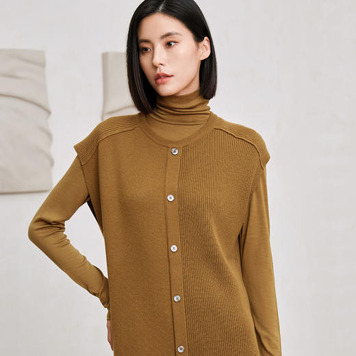 玳莎无袖宽肩毛衣连衣裙2023新款冬季不对称设计感小众中长款裙子  DD35101 商品图1