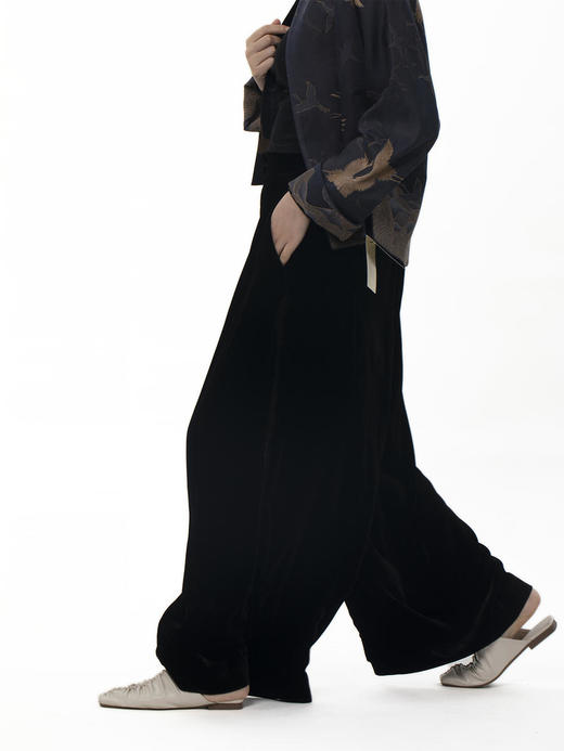 盛唐牡丹 |真丝丝绒阔腿裤 商品图0