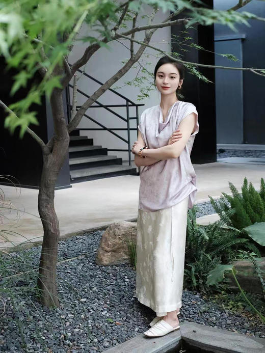 盛唐牡丹 |真丝提花荡领上衣 商品图4