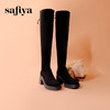 Safiya/索菲娅2023秋冬新款方头粗高跟显腿长弹力过膝长靴 SF34117403 商品缩略图6