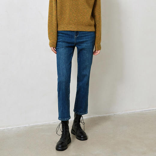玳莎高腰直筒牛仔裤女士冬季丝巾装饰设计感百搭九分裤  DD36308 商品图3
