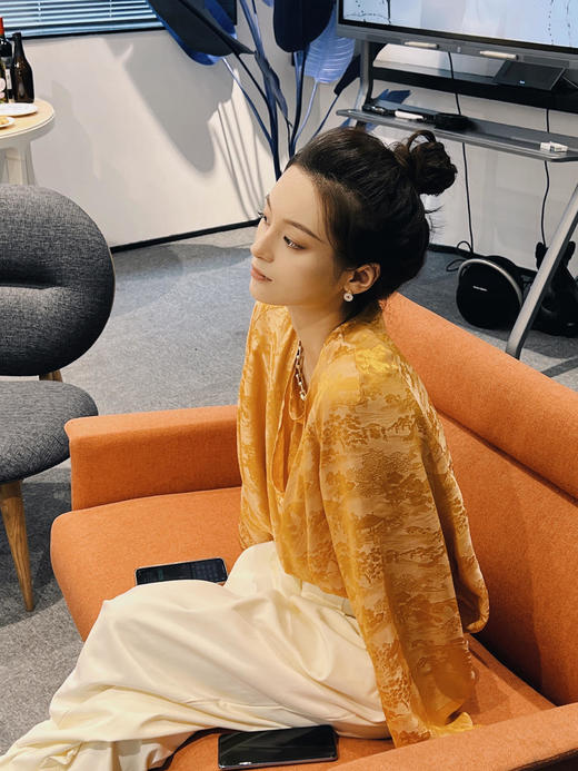 盛唐牡丹 |清明上河图提花缎面套头上衣 商品图5