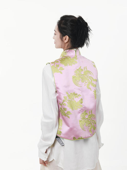 瑕疵 |盛唐牡丹| 繁花似锦真丝锦缎+香云纱两面穿手推绣马甲[特价品](特殊商品不退不换) 商品图3