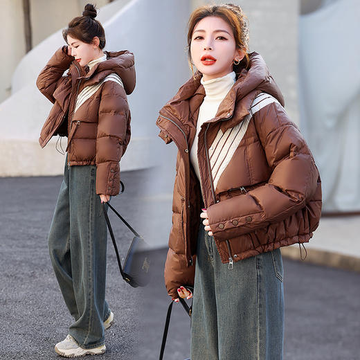 羽绒服女短款冬季新款，今年流行小个子加厚白鸭绒连帽外套HR-YAX2386 商品图2