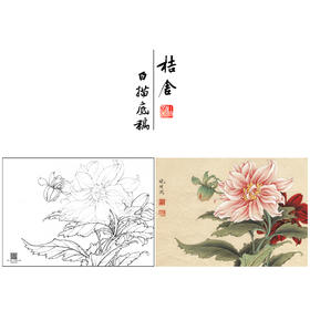 【大彩图】李晓明工笔画白描底稿小品《大丽菊》菊花临摹勾线花鸟线稿K102
