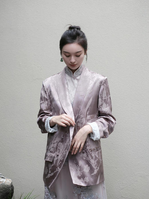 盛唐牡丹 |真丝提花蕙兰纹样西装外套 商品图2