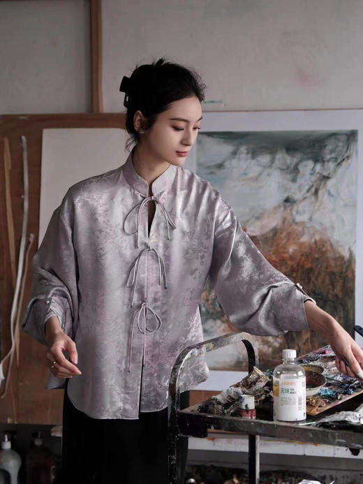 盛唐牡丹 | 缠枝喜鹊纹系带上衣 商品图0