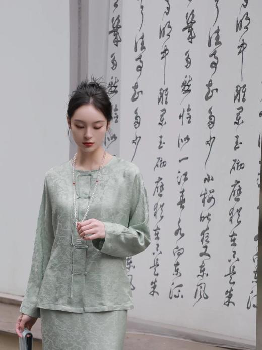 盛唐牡丹 |重磅真丝提花织金梅花纹衬衣 商品图0