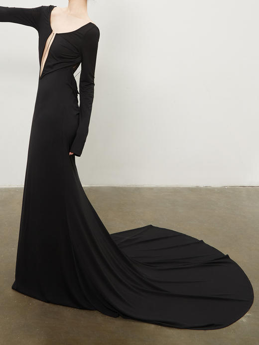 ranyepersonal｜dress 前镂空后背拼接弹力针织连衣裙 [ 黑BODY23DR01  ] 商品图4