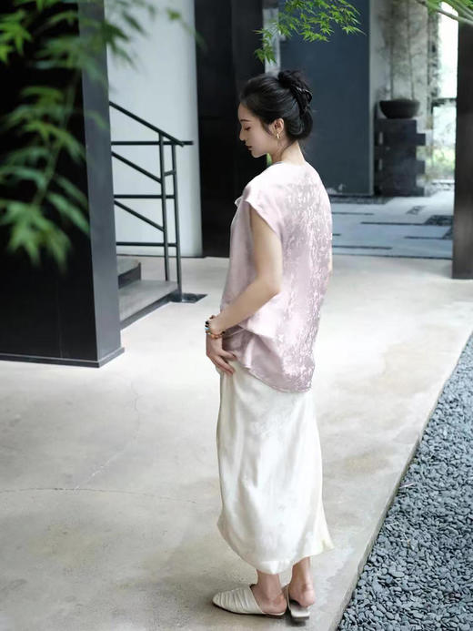 盛唐牡丹 |真丝提花荡领上衣 商品图6