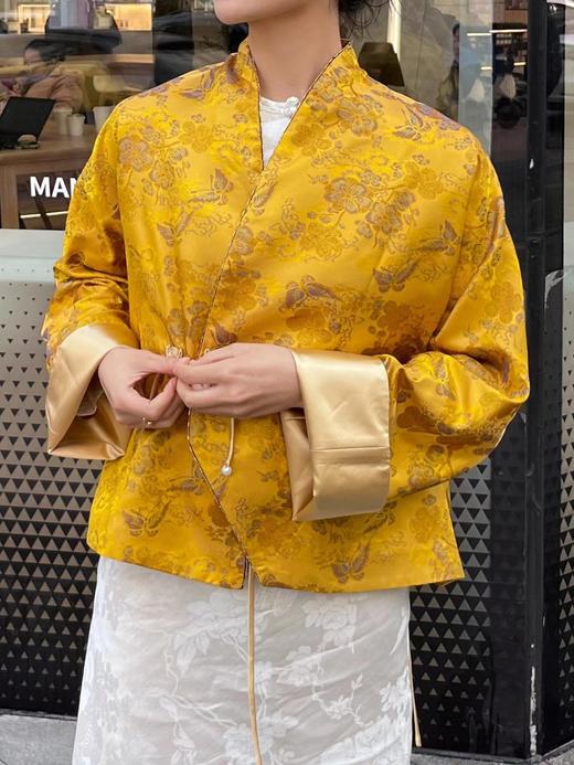 瑕疵| 盛唐牡丹 | 花香引蝶真丝宋锦新中式外套 (不夹棉)[特价品](特殊商品不退不换) 商品图0