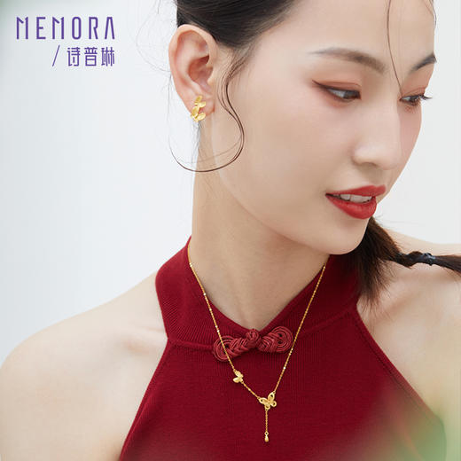 蝴蝶耳钉女计价足金耳环养耳洞耳饰生日送女友礼物【按克计价黄金1】MEMORA诗普琳GEE02101（线上专供） 商品图5