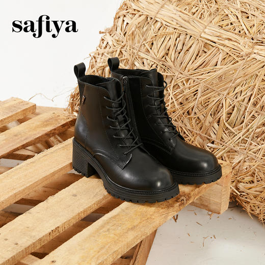 Safiya/索菲娅2023秋冬炸街CHIC百搭厚底粗高跟英伦系带短靴 SF34116116 商品图1