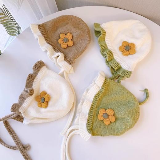 【花边公主帽！毛绒保暖】婴儿护耳帽秋冬纯棉女宝宝，小公主的护耳春秋冬棉公主帽 花边妆点 棉绒保暖lm 商品图1