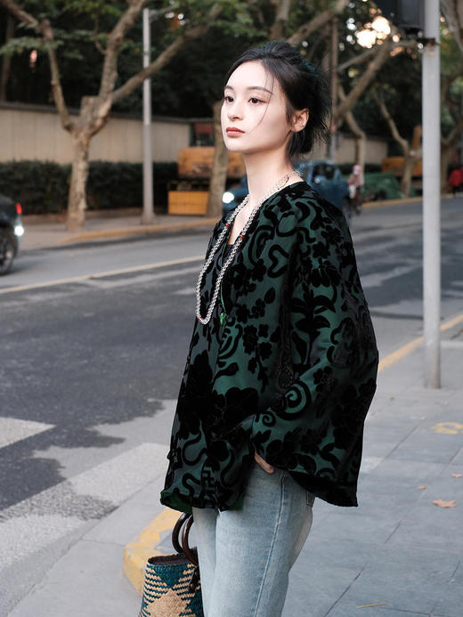 盛唐牡丹 |真丝丝绒双面穿女外套 商品图2