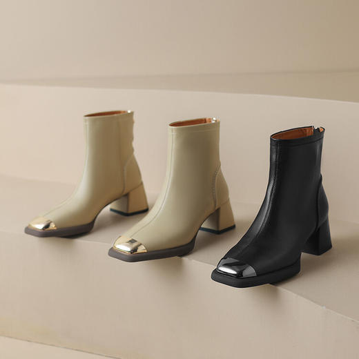 时尚气质，粗跟铁头短靴LD-6500 商品图2