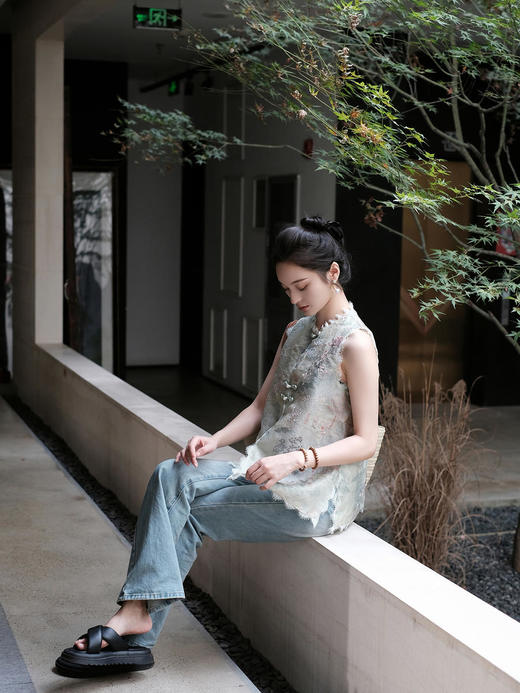 盛唐牡丹|真丝绡如意湖亭蕾丝马甲 商品图5