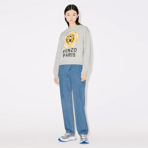 KENZO 高田贤三 女士大海棠花虎头徽标印花针织衫 浅灰色 FD62 PU426 3BB 93 商品图3