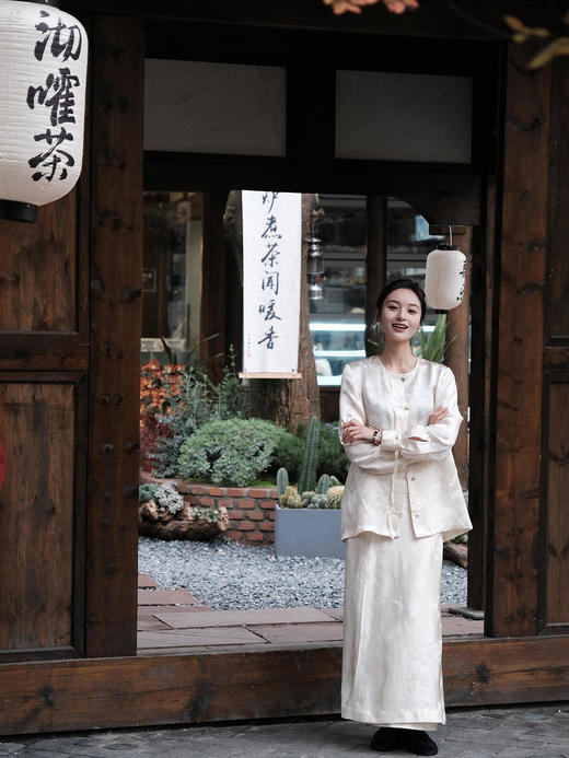 盛唐牡丹 | 真丝提花花香引蝶一片式半裙(不夹棉) 商品图7