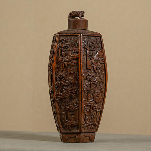 清 竹雕人物故事六角瓶 商品图0