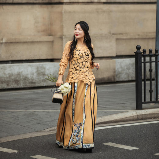 【林栖设计小店】【现货】【植物染】生活在左绣花改良马面裙高腰气质复古国潮2023秋冬新品半身裙女1933202 商品图1